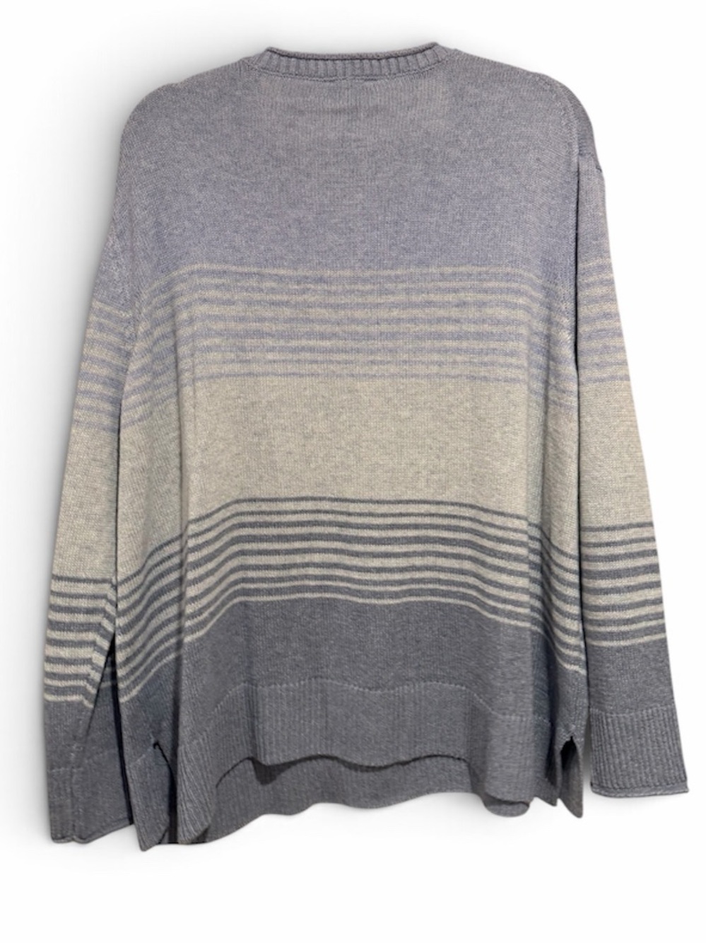 Ella Moss Blue Gradient Stripe Crewneck Sweater - Picture 3 of 4